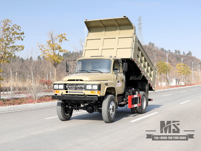 รถขับเคลื่อนสี่ล้อ 170hp Dump Truck_Dongfeng 4*4 Camel Grey Tipper Truck Pointed Head Single Row Mining Trucks For Sale_Export Special Vehicle