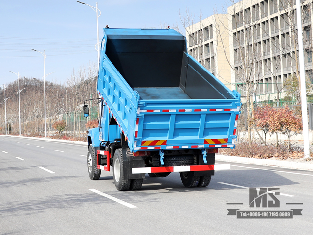 สีน้ำเงิน 170hp Dongfeng 4 * 4 รถดัมพ์รถบรรทุก _ การก่อสร้างหัวแหลมแถวเดียว Stie Mining Trucks_ ส่งออกผู้ผลิตการแปลงยานพาหนะพิเศษ