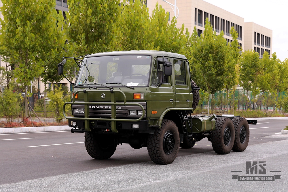 190hp Army Green Dongfeng EQ2102 แชสซีขับเคลื่อนหกล้อ _6 × 6 EQ246 153 Double Row Cab Off Road Chassis_Dongfeng ส่งออกแชสซียานพาหนะวัตถุประสงค์พิเศษ