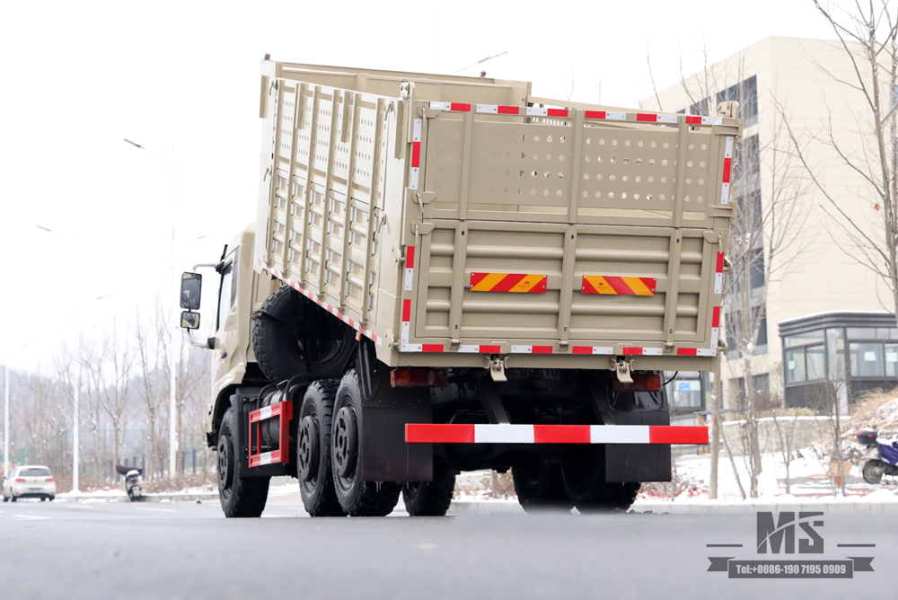 6×6 Camel Grey Dongfeng Six Wheel Drive Dump Truck_Flat Head Cargo Box Baffle Heightened Tipper Truck Conversion Factory_Export รถพิเศษ