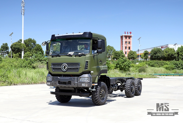 340hp Dongfeng 6×6 แชสซี_ขับเคลื่อนหกล้อหัวแบนแชสซีรถบรรทุกสินค้าหนึ่งแถวครึ่งแชสซี_6*6 ส่งออกยานพาหนะพิเศษ