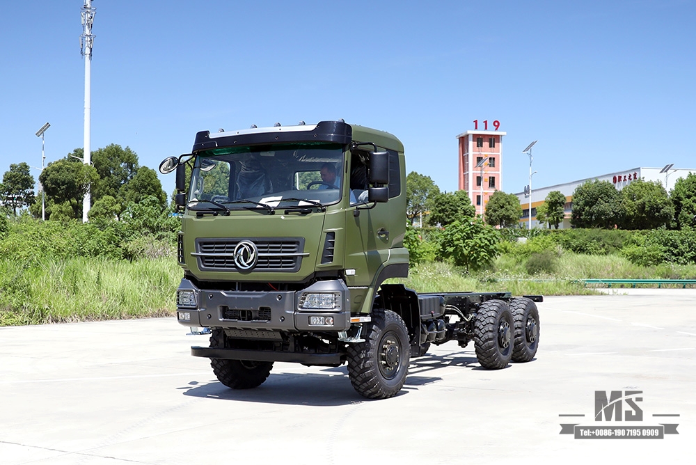 340hp Dongfeng 6×6 แชสซี_ขับเคลื่อนหกล้อหัวแบนแชสซีรถบรรทุกสินค้าหนึ่งแถวครึ่งแชสซี_6*6 ส่งออกยานพาหนะพิเศษ