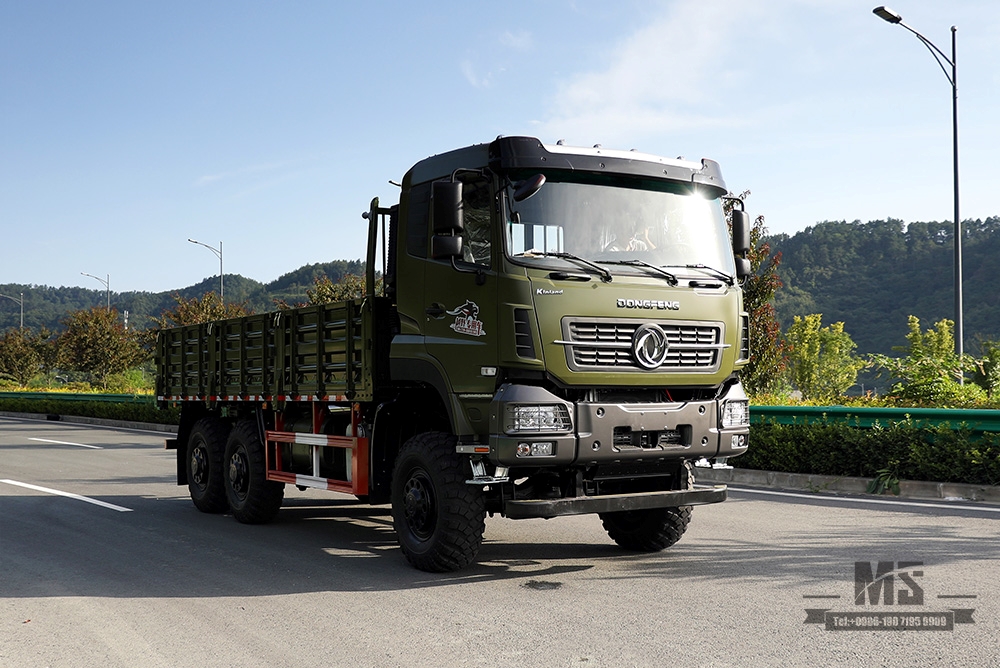340hp Dongfeng รถขับเคลื่อนหกล้อ Off Road Truck 6 × 6 Dongfeng Flat Head หนึ่งและครึ่งแถวรถบรรทุกขนส่งสินค้า AWD 6 * 6 ส่งออกยานพาหนะพิเศษ