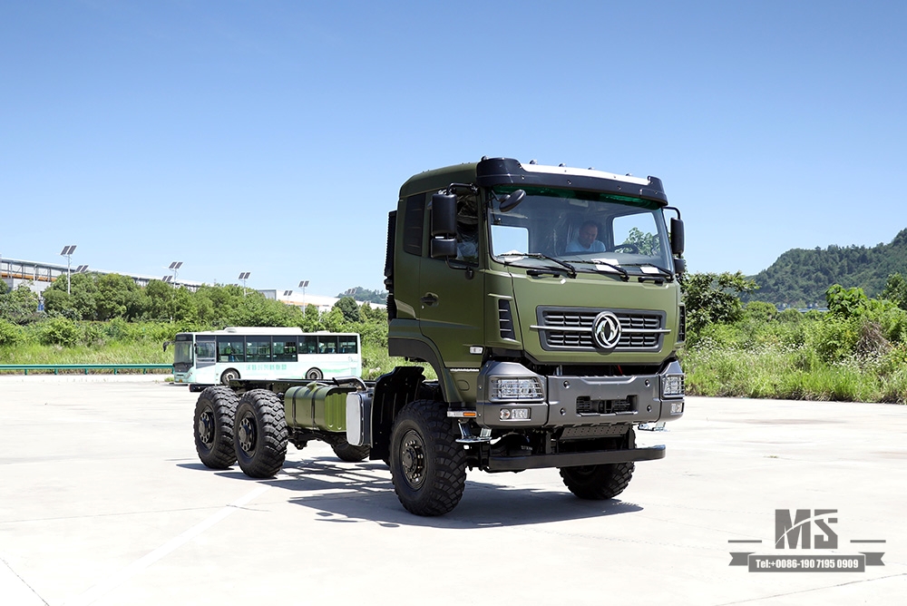 340hp Dongfeng 6×6 แชสซี_ขับเคลื่อนหกล้อหัวแบนแชสซีรถบรรทุกสินค้าหนึ่งแถวครึ่งแชสซี_6*6 ส่งออกยานพาหนะพิเศษ