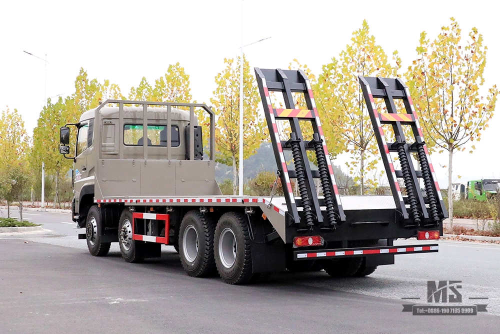 Dongfeng รถขุดพื้นเรียบสี่เพลารถบรรทุก_8*4พร้อมนักปีนเขาหาง7m6รถบรรทุกพื้นเรียบ_ส่งออกรถบรรทุกตู้คอนเทนเนอร์โลจิสติกส์พิเศษ