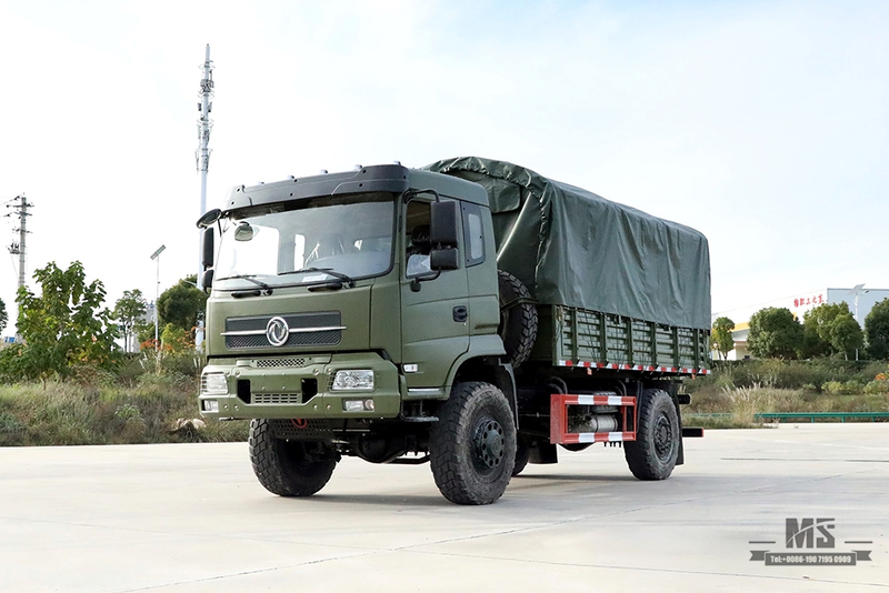 210 แรงม้า Dongfeng รถขับเคลื่อนสี่ล้อ Off Road Dump Truck_4 × 4 Flathead Row Half Tipper Truck พร้อม Tarpaulin Pole_Dongfeng 4 * 4 ยานพาหนะพิเศษส่งออก