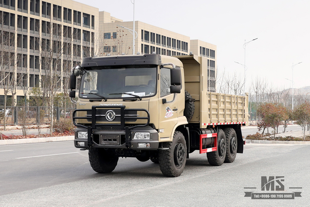 210hp Dongfeng รถหกล้อขับเคลื่อน _ 6 × 6 รถดั๊มพ์หัวแบน 6 * 6 รถบรรทุกขนส่งทางบก_ส่งออกยานพาหนะพิเศษ