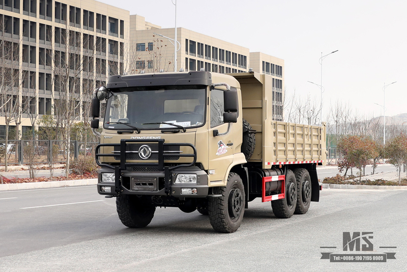 210hp Dongfeng รถหกล้อขับเคลื่อน _ 6 × 6 รถดั๊มพ์หัวแบน 6 * 6 รถบรรทุกขนส่งทางบก_ส่งออกยานพาหนะพิเศษ