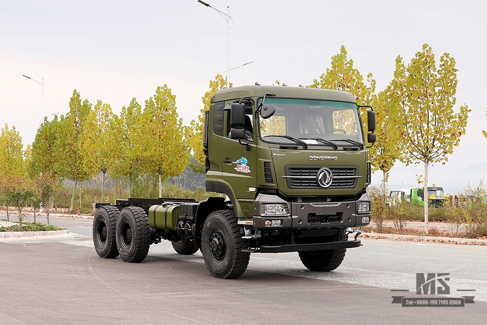 450HP Dongfeng แชสซีรถบรรทุกหนักขับเคลื่อนหกล้อ Conversion_6 × 6 รถบรรทุกหนักสามเพลารถเพื่อการพาณิชย์แชสซี_6WD ด้านหลังคู่ 15T แชสซีที่กำหนดเองส่งออกแชสซีพิเศษ
