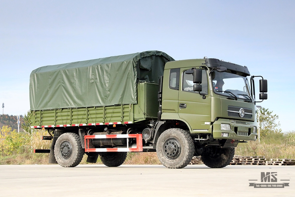 210 แรงม้า Dongfeng รถขับเคลื่อนสี่ล้อ Off Road Dump Truck_4 × 4 Flathead Row Half Tipper Truck พร้อม Tarpaulin Pole_Dongfeng 4 * 4 ยานพาหนะพิเศษส่งออก