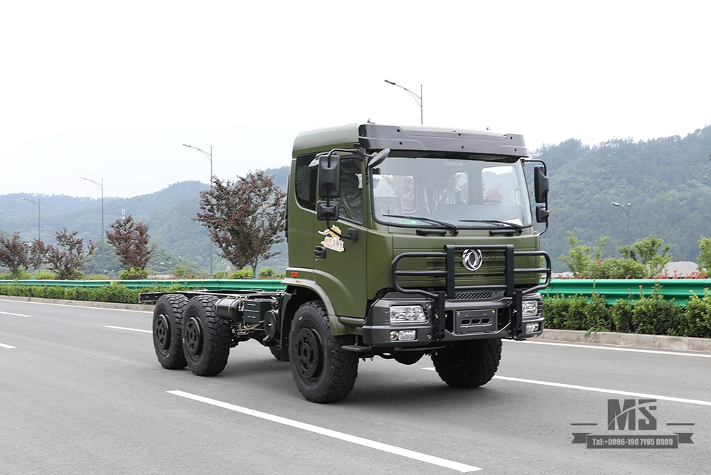 210hp Dongfeng แชสซีขับเคลื่อนหกล้อสำหรับ Sale_6 * 6 Army Green Flathead Head Truck Chassis Coversion ผู้ผลิต_Dongfeng ส่งออกแชสซียานพาหนะพิเศษ