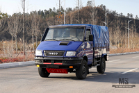 รถขับเคลื่อนสี่ล้อสีน้ำเงิน IVECO Off Road Truck_4 * 4 113hp รถบรรทุกขนาดเล็กแถวเดียวหัวสั้นพร้อมเสาผ้าใบกันน้ำ_ ส่งออกยานพาหนะพิเศษ