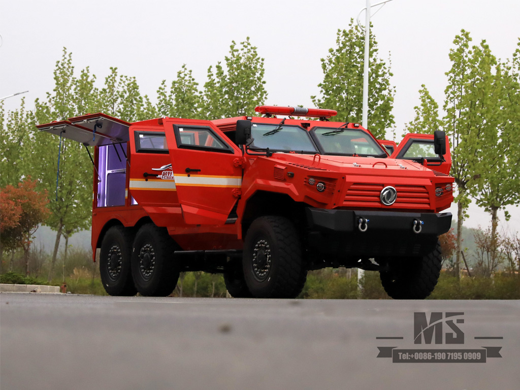 Dongfeng 6×6 รถหุ้มเกราะป้องกัน | รถขับเคลื่อนหกล้อ EQ5096 รถกู้ภัยฉุกเฉินแบบป้องกันสองแถว 300hp