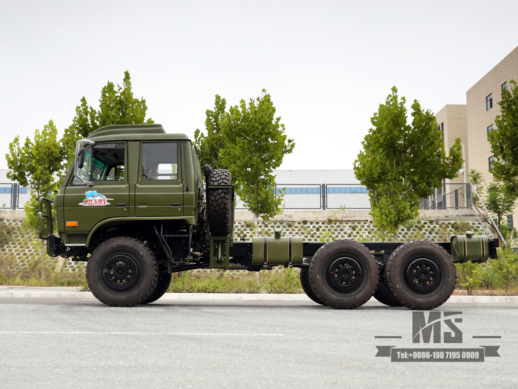 190hp Dongfeng EQ2102 SIX WHEEL DRIVE Chassis_6 × 6 EQ246 153 Double Row Cab Army Green Truck Chassis