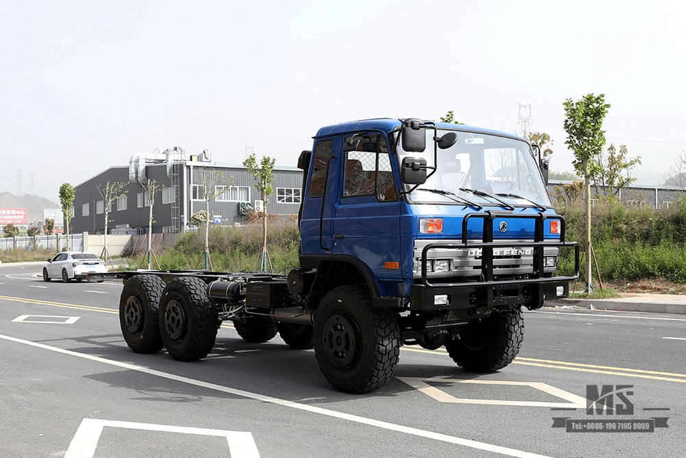 210hp Dongfeng EQ2102 แชสซีขับเคลื่อนหกล้อ _6 × 6 สีน้ำเงิน 153 หนึ่งและครึ่งแถว Cab Off Road Chassis_Dongfeng 6WD แชสซีรถบรรทุกส่งออกแชสซีรถบรรทุกพิเศษ