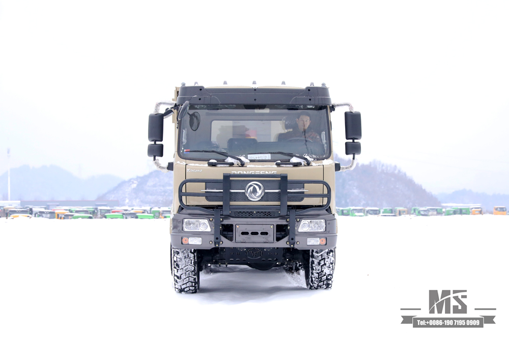 6×6 Dongfeng รถขับเคลื่อนหกล้อ_รถบรรทุกหัวแบน_กล่องสินค้าหัวแบนพร้อมระบบควบคุมความสูงรถบรรทุกดั๊มพ์ 6*6 รถบรรทุกขนส่งออฟโรด_ส่งออกยานพาหนะพิเศษ