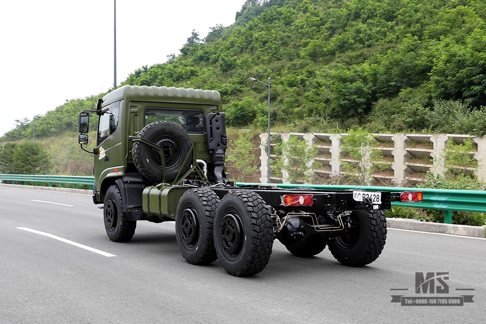 210hp Dongfeng แชสซีขับเคลื่อนหกล้อสำหรับ Sale_6 * 6 Army Green Flathead Head Truck Chassis Coversion ผู้ผลิต_Dongfeng ส่งออกแชสซียานพาหนะพิเศษ