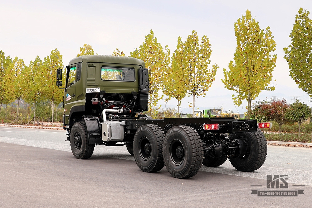 450HP Dongfeng แชสซีรถบรรทุกหนักขับเคลื่อนหกล้อ Conversion_6 × 6 รถบรรทุกหนักสามเพลารถเพื่อการพาณิชย์แชสซี_6WD ด้านหลังคู่ 15T แชสซีที่กำหนดเองส่งออกแชสซีพิเศษ