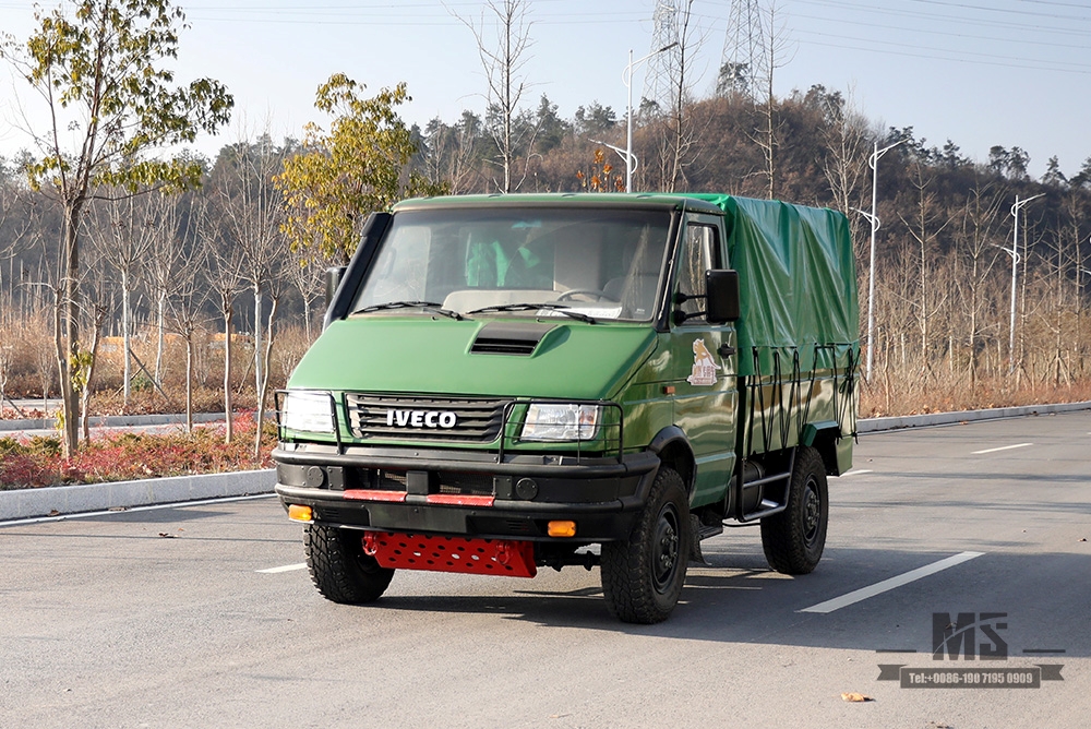 Iveco รถบรรทุกขับเคลื่อนสี่ล้อสีเขียว 4*4 Off Road Iveco หัวสั้นยานพาหนะขนาดเล็ก 4WD ส่งออกยานพาหนะพิเศษการแปลงที่กำหนดเอง