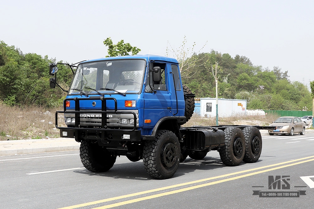 210hp Dongfeng EQ2102 แชสซีขับเคลื่อนหกล้อ _6 × 6 สีน้ำเงิน 153 หนึ่งและครึ่งแถว Cab Off Road Chassis_Dongfeng 6WD แชสซีรถบรรทุกส่งออกแชสซีรถบรรทุกพิเศษ