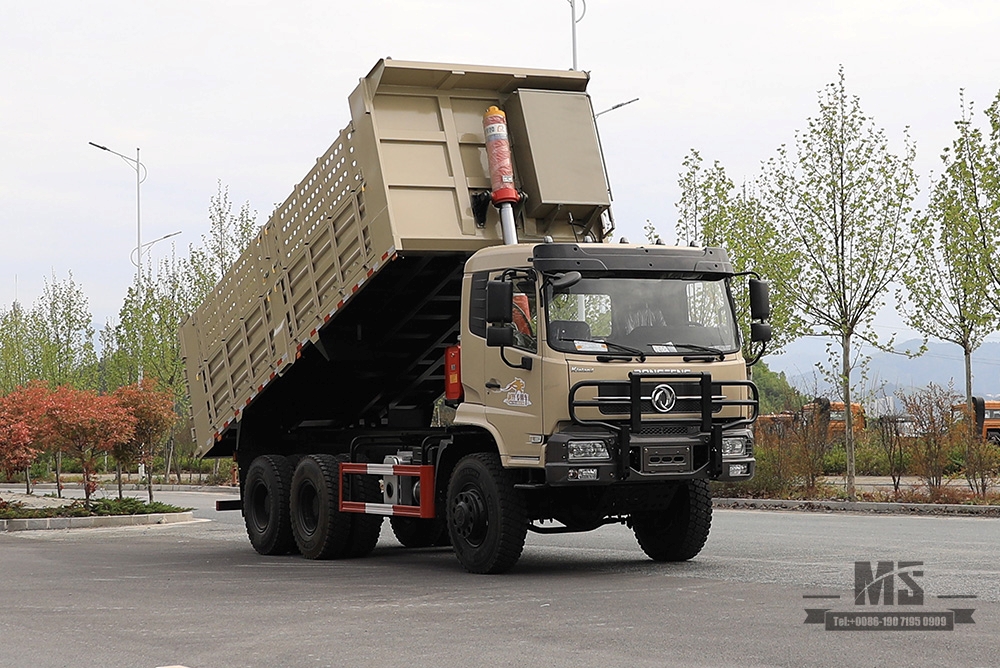 260hp Dongfeng 6×6 รถดั๊มพ์พิเศษออฟโรด_รถขับเคลื่อนหกล้อสามเพลาหลังรถบรรทุกทำเหมืองยางคู่_รถบรรทุกยก 7T/13T แบบกำหนดเอง_ส่งออกยานพาหนะพิเศษ