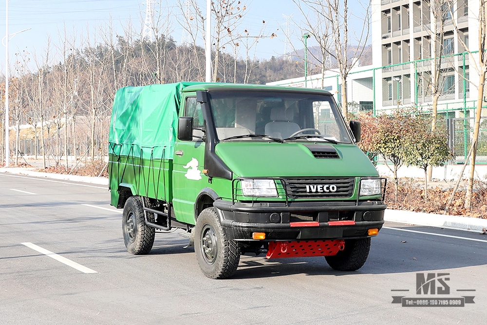 Iveco รถบรรทุกขับเคลื่อนสี่ล้อสีเขียว 4*4 Off Road Iveco หัวสั้นยานพาหนะขนาดเล็ก 4WD ส่งออกยานพาหนะพิเศษการแปลงที่กำหนดเอง