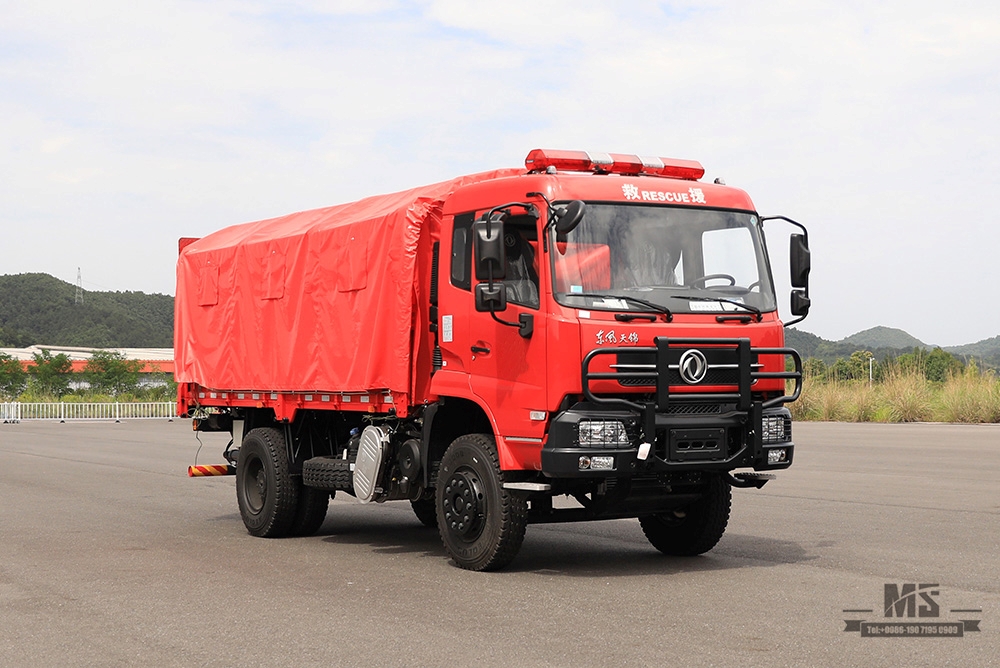 210 HP/300hp Dongfeng 4*2 รถบรรทุกพื้นเรียบดับเพลิง _ รถพ่วงกู้ภัย Flathead Truck_Export ยานพาหนะพิเศษ