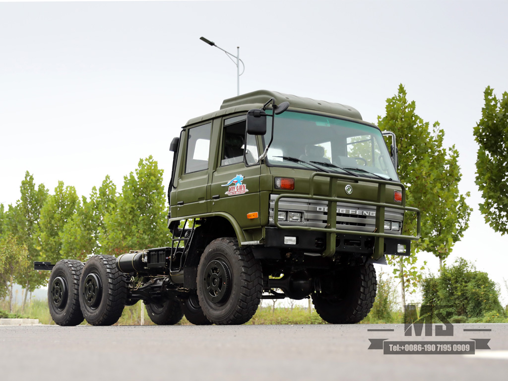 190hp Dongfeng EQ2102 SIX WHEEL DRIVE Chassis_6 × 6 EQ246 153 Double Row Cab Army Green Truck Chassis