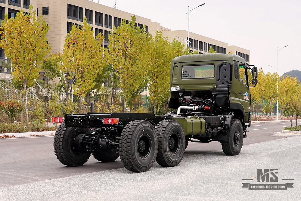 450HP Dongfeng แชสซีรถบรรทุกหนักขับเคลื่อนหกล้อ Conversion_6 × 6 รถบรรทุกหนักสามเพลารถเพื่อการพาณิชย์แชสซี_6WD ด้านหลังคู่ 15T แชสซีที่กำหนดเองส่งออกแชสซีพิเศษ