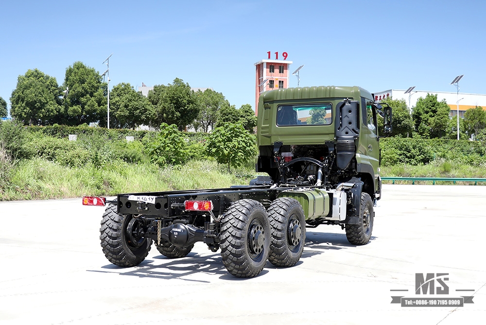 340hp Dongfeng 6×6 แชสซี_ขับเคลื่อนหกล้อหัวแบนแชสซีรถบรรทุกสินค้าหนึ่งแถวครึ่งแชสซี_6*6 ส่งออกยานพาหนะพิเศษ