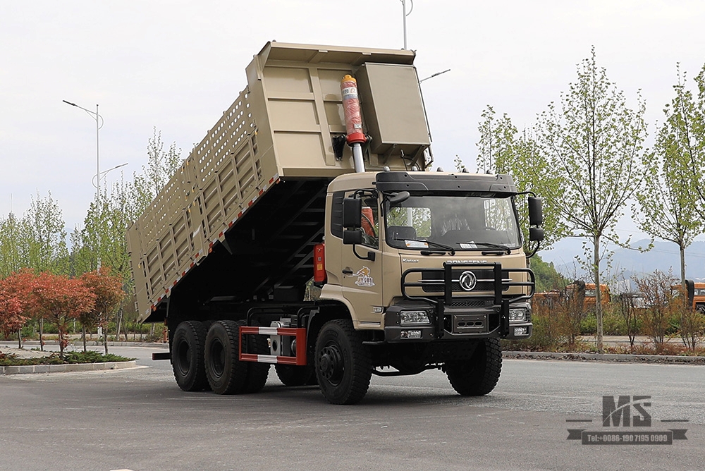 260hp Dongfeng รถขับเคลื่อนหกล้อ Dump Truck_6 * 6 หัวแบนเดี่ยวแถว Tipper Truck Off Road Transport Truck_Export Special Vehicle