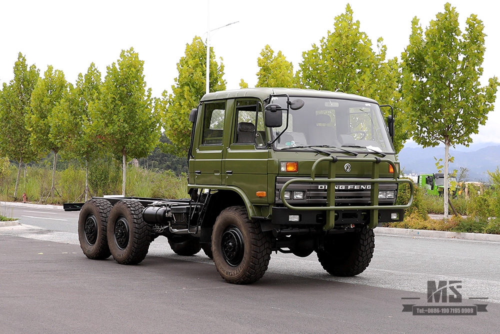 190hp Army Green Dongfeng EQ2102 แชสซีขับเคลื่อนหกล้อ _6 × 6 EQ246 153 Double Row Cab Off Road Chassis_Dongfeng ส่งออกแชสซียานพาหนะวัตถุประสงค์พิเศษ