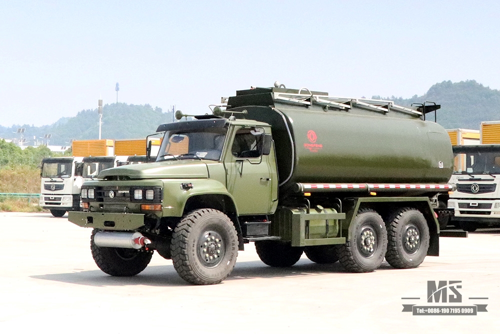 190HP Dongfeng ขับเคลื่อนหกล้อ EQ2100 Tanker Truck_6 * 6 Pointed Head Feul Tanker สำหรับ Sale_Six Drive Export Special Tanker Lorry