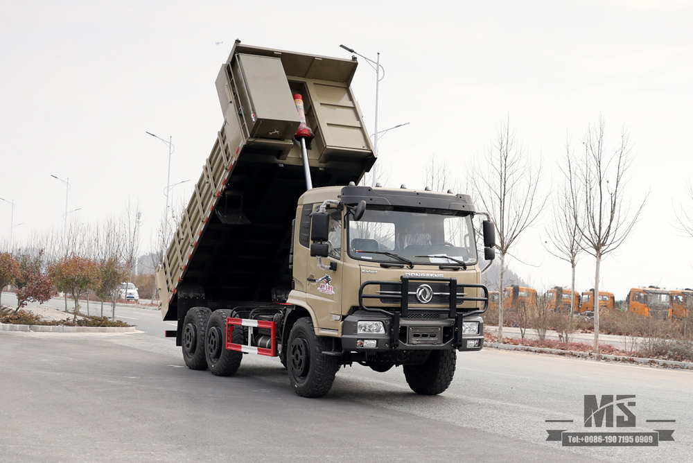 210hp 6*6 Dongfeng Dump Truck_ Flat Head Tipper Truck รถหกล้อขับเคลื่อน Off Road รถบรรทุกขนส่งสำหรับ Sale_Export ยานพาหนะพิเศษ