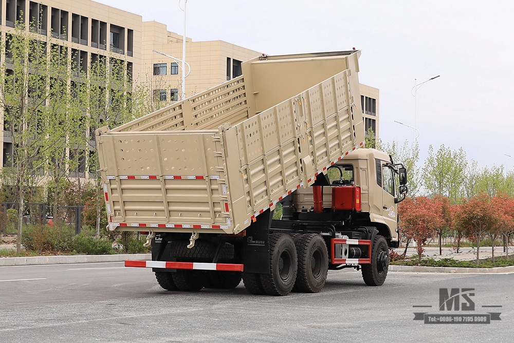 260hp Dongfeng 6×6 รถดั๊มพ์พิเศษออฟโรด_รถขับเคลื่อนหกล้อสามเพลาหลังรถบรรทุกทำเหมืองยางคู่_รถบรรทุกยก 7T/13T แบบกำหนดเอง_ส่งออกยานพาหนะพิเศษ