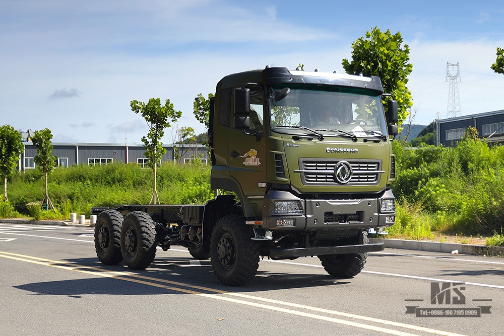 340 แรงม้า Dongfeng 6×6 แชสซีออฟโรด_ขับเคลื่อนหกล้อ Dongfeng หัวแบนแชสซีหนึ่งแถวครึ่งแชสซีรถบรรทุกสินค้า AWD 6*6 ส่งออกยานพาหนะพิเศษ