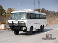 Dongfeng ขับเคลื่อนหกล้อรถบัสออฟโรด 190 HP 6 * 6 รถบัสหกสปีดแบบแมนนวลพร้อมกันชน Dongfeng Bus สำหรับการขาย ผู้ผลิตการแปลง ส่งออกยานพาหนะพิเศษ