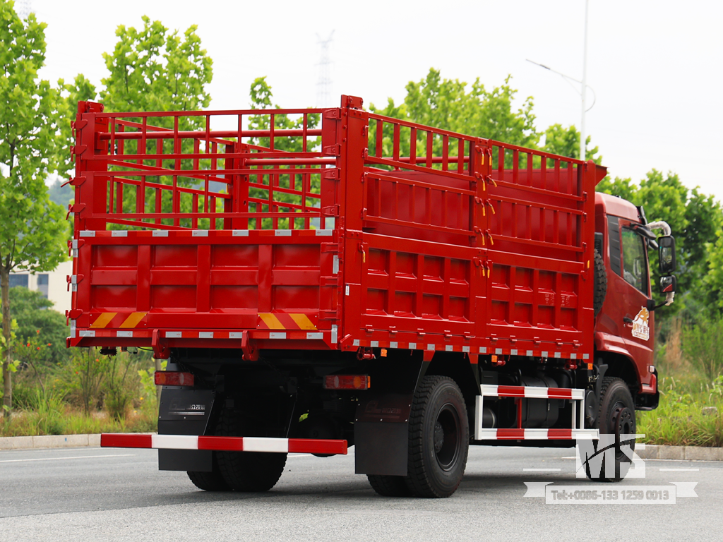 Dongfeng 18 Ton Red 4×2 Grid Stake Dump Truck (210 HP) | รถบรรทุกส่งออกพิเศษ