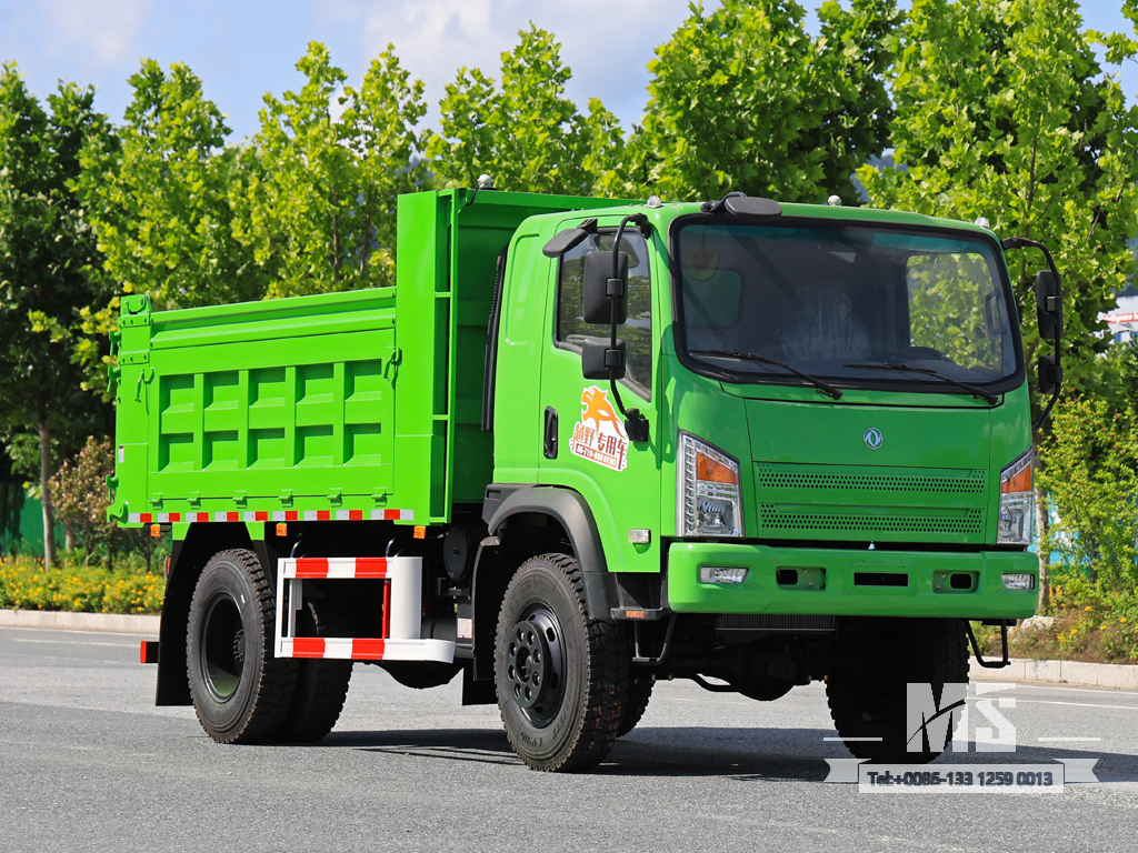 Dongfeng 10 Ton รถดัมพ์สีเขียวอ่อนขับเคลื่อนสี่ล้อ (170 HP) | รถบรรทุกส่งออกพิเศษ 